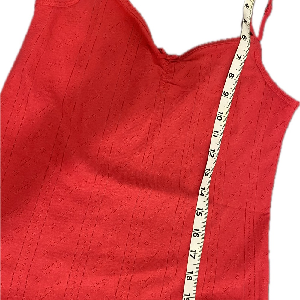 💰Coral-Red Eyelet Cotton Camisole💰 - Picture 3 of 7